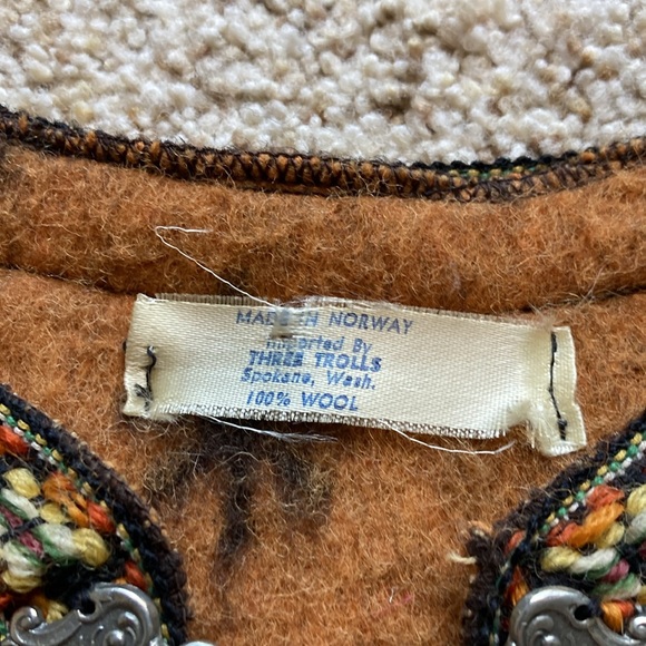 VTG 60’s Three Trolls Spokane Hippie Boho Tunic Wool Sweater Pullover Norway - Picture 3 of 12